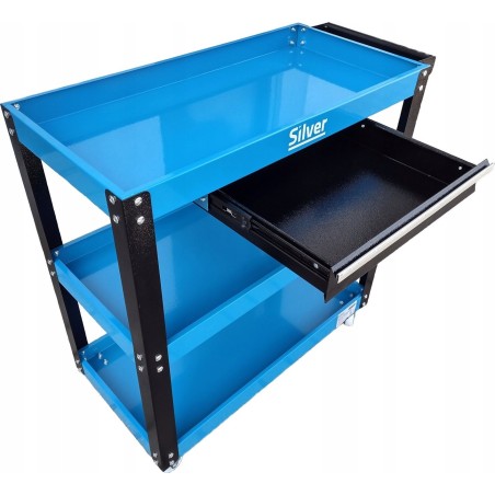 Silver Werkstattschrank mit 3 Einlegeböden + Schublade, silberfarben