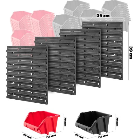 KADAX Werkzeugtafel Werkstattwand 78 x 78 cm, 63 Teile, Garage, Ablagefächer, Behälter