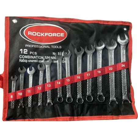 Rockforce ROCKFORCE Flach-Ring-Schlüssel, 12-teiliges Set
