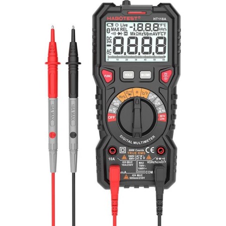 Habotest Digitalmultimeter mit Taschenlampe Habotest HT118A, True RMS, NCV