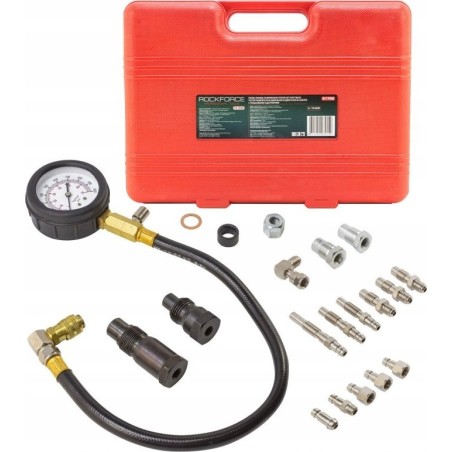 Rockforce Druckprüfgerät für Dieselmotoren, komplett mit Gewindeadaptern, 0–70 bar, 19-teilig.