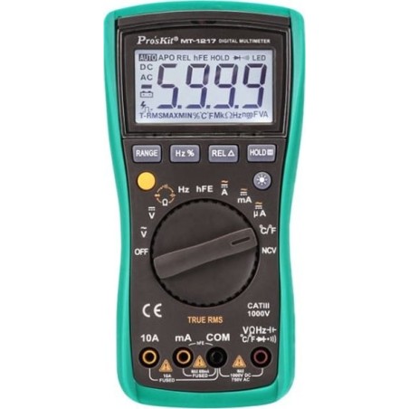 Digitales Multimeter, TRMS, NCV, 1000/750 V AC/DC, 10 A, CAT III, 60 MΩ, 999,9 μF, 20 MHz, mit erweiterten Messfunktionen,