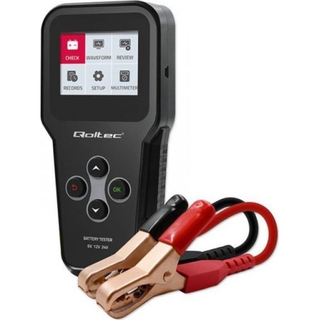 Qoltec 3-in-1-Digital-Batterietester mit LCD-Display | Polnisches Menü | 6 V | 12 V | 24 V | 30 Ah–200 Ah