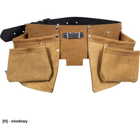 R.E.I.S. TORNASK-DOUBLE – Leder-Werkzeuggürtel aus Rindspaltleder, zehn Werkzeugtaschen.