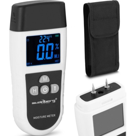 Steinberg Feuchtigkeitsmesser mit elektronischem Thermometer für Holz, Platten und Beton, LED-Anzeige 5–70 %