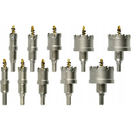Geko Set mit 10 Hartmetall-Lochsägen für Metall mit Titanbohrer, 16–53 mm (10)