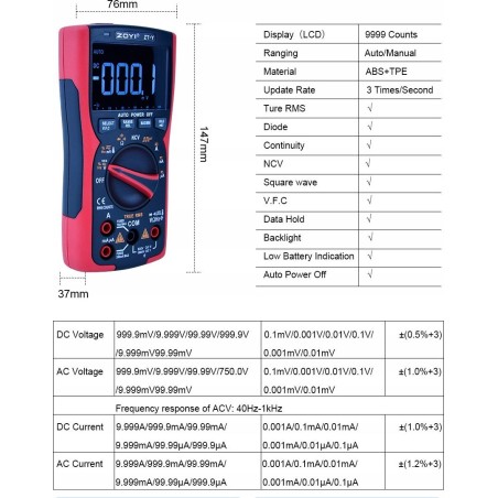 Techrebal Multimeter ZOYI ZT-Y