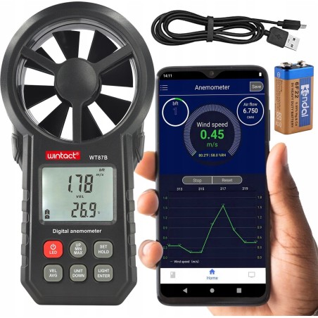 ANEMOMETER WINDMESSER WINDGESCHWINDIGKEITSMESSER TEMP LÜFTGESCHWINDIGKEITSMESSUNG BT APP