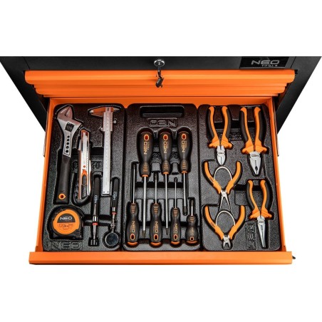 Neo-Werkzeugwagen, Werkstattschrank, 6 Schubladen + 149 Werkzeuge