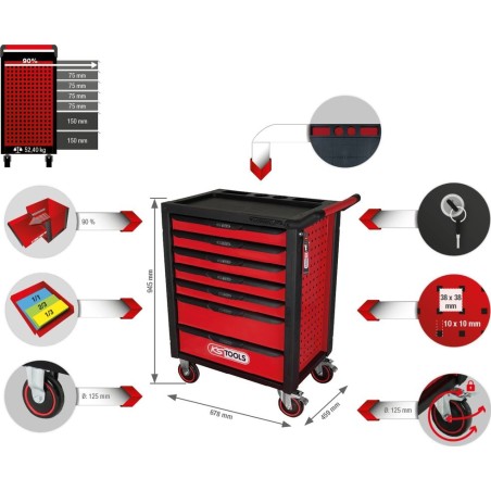 Werkzeugwagen KS Tools mit 7 Schubladen (826.0007)