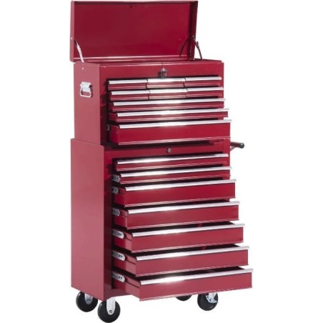 Pako Werkzeugwagen mit 16 Schubladen, 61,5 x 33 x 113 cm – Rot