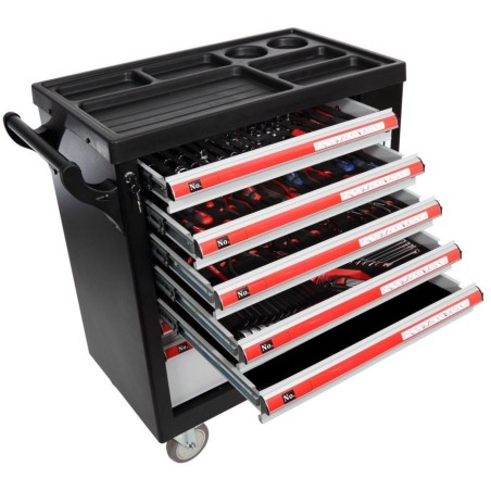 Werkzeugschrank mit 7 Schubladen, 79 x 49 x 101 cm, mit 250-teiligem Proline-Zubehörset