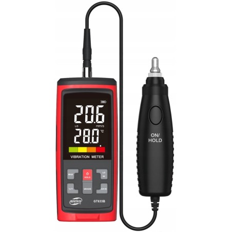 DIGITALES VIBRATIONSMESSGERÄT VIBROMETER SCHWINGUNGSSENSOR MIT KABELGEBUNDENER SONDE UND LCD-DISPLAY