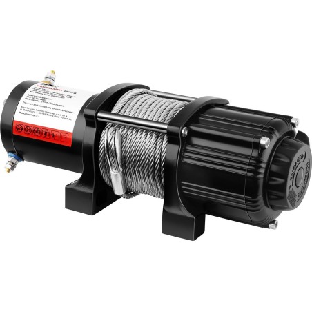 MSW Offroad-Seilwinde für das Auto, Seillänge 12,5 m, Zugkraft 2040 kg + Rollenführung Offroad-Seilwinde mit