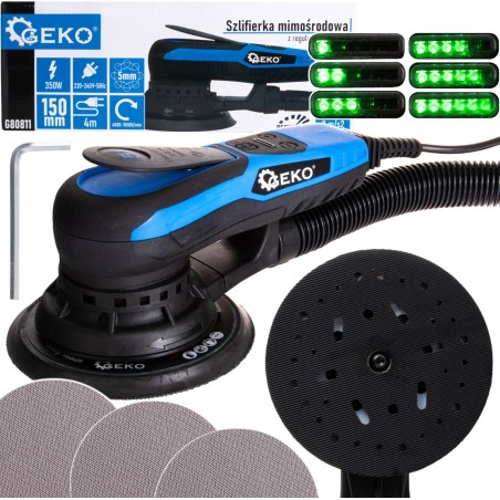 Geko Exzenterschleifer, bürstenlos, 150 mm, 350 W, mit Drehzahlregelung (6)