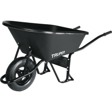 Truper® Robuster Transportwagen 120 l, Kunststoffbehälter, Luftreifen, max. 580 kg