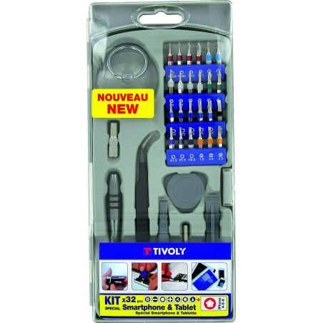 Tivoly – Reparaturwerkzeugset für Mobiltelefone und Tablets. 32-teilig, TIVOLY Frankreich