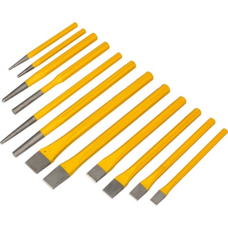 Faster Tools FASTER TOOLS Set aus Meißeln, Körnern und Ausbrechern, 12-teilig, PVC, Einheitsgröße