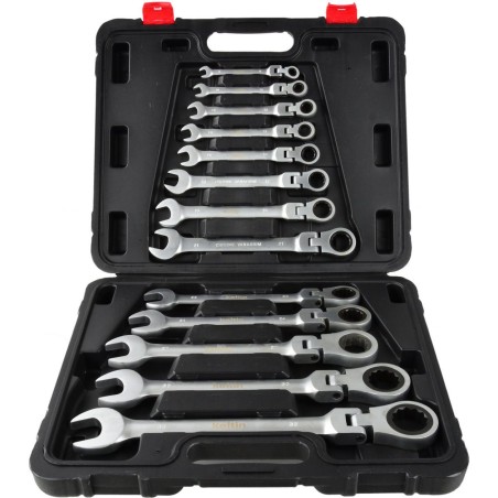 Geko Klappschlüssel mit Ratsche, 8–32 mm, 13-teilig (2)