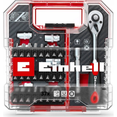 Einhell-Werkzeugset: 37-teiliges Set mit Bits und Steckschlüsseln, L-CASE 49109022