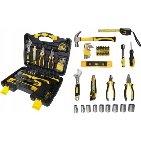 Forcekraft-Werkzeugset 60-teiliges Werkzeugset mit Steckschlüsseleinsätzen, Bits und Zangen
