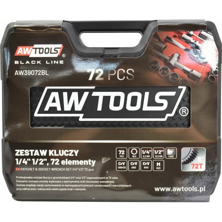 AWTools-Werkzeugsatz AWTOOLS SCHRAUBENSATZ 72-teilig 1/2" / 1/4" BLACK LINE