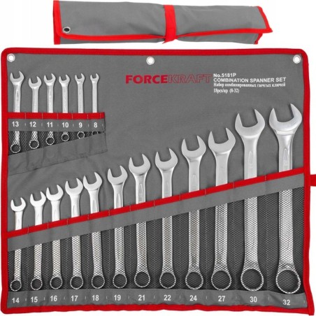 Forcekraft-Werkzeugset: 18-teiliges Ring-Maulschlüssel-Set (8–32 mm) auf Leinwand