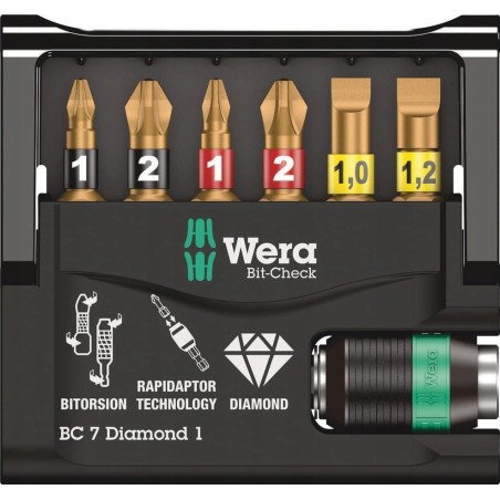Wera-Werkzeugset BIT-CHECK 7 DIAMOND 1 SB, in Blisterverpackung, 7-teilig