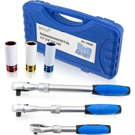Bituxx Ratschen-Set, 3-teilig, im Koffer mit 3 Schlagschraubendrehern