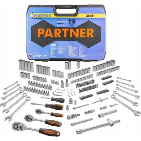 Partner-Werkzeugsatz, 1/4", 1/2" und 3/8", 216-teilig (Sechskant) (4–32 mm)