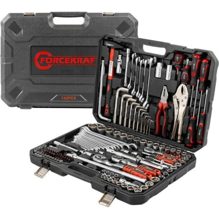 Forcekraft-Werkzeugsatz, 142-teilig, 1/4", 3/8", 1/2" (4–36 mm) (Sechskant)