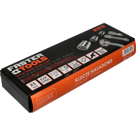 Werkzeugsatz Faster Tools FASTER TOOLS 20-teiliger Satz 3/4" 19–50 mm, Einheitsgröße