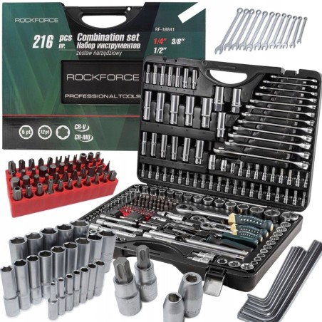 216-teiliges Werkzeugset, 1/4", 3/8", 1/2" (Sechskant) (4–32 mm), PREMIUM