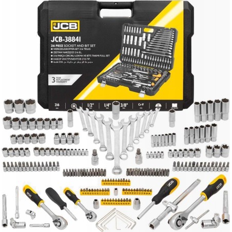 JCB-Werkzeugsatz JCB SCHRAUBENSCHLÜSSEL-SATZ 216-teilig 1/2" 3/8" 1/4"