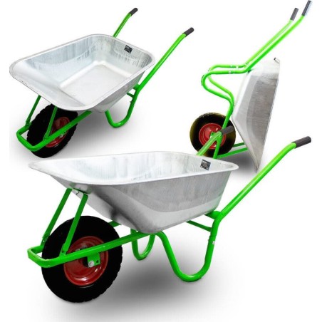 Bituxx Robuste Bau-Schubkarre 250 kg Gartenkarre 100 l mit Vollrad BITUXX