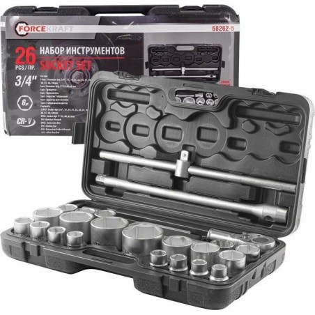 Forcekraft-Werkzeugset 26-teiliges Steckschlüsselset 3/4" – 1" Sechskant /FORCEKRAFT