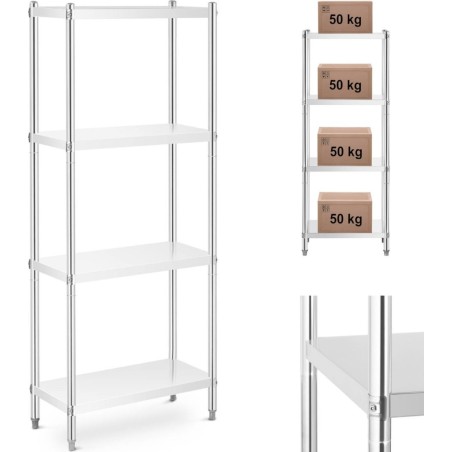 Royal Catering Metallregal für die Gastronomie, Tragkraft bis zu 200 kg, 70 x 40 x 180 cm