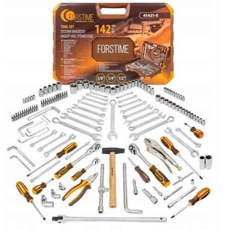 142-teiliges Werkzeugset, 1/4", 3/8" und 1/2" (Sechskant) (4–32 mm)