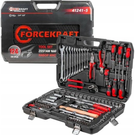 Forcekraft-Werkzeugsatz 1/4"- und 1/2"-Werkzeugsatz, 124-teilig (4–32 mm) (Sechskant)