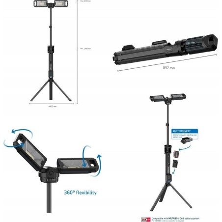 Scangrip Akku-Baustellenstrahler 5000 lm mit integriertem Stativ TOWER 5 CONNECT 03.6105C
