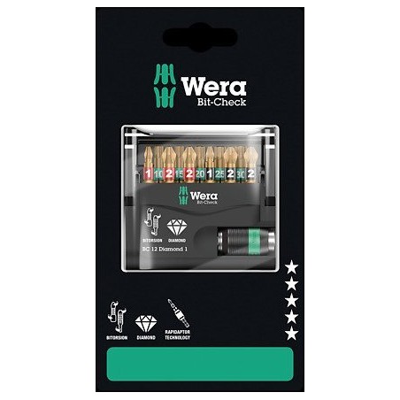 Wera-Werkzeugset BIT-CHECK 12 DIAMOND 1 SB, 12-teilig