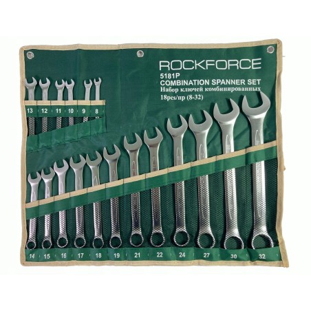 18-teiliges Ring-Maulschlüssel-Set (8–32 mm) auf Stoffband