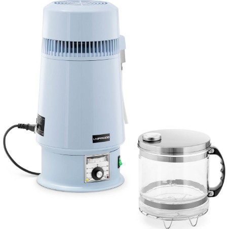 Uniprodo Wasserdestilliergerät mit Temperaturregelung + Glaskanne 4 l Wasserdestilliergerät mit Temperaturregelung
