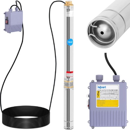 Hillvert Tiefbrunnenpumpe aus Edelstahl, 5580 l/h, bis zu 93 m Tiefbrunnenpumpe aus