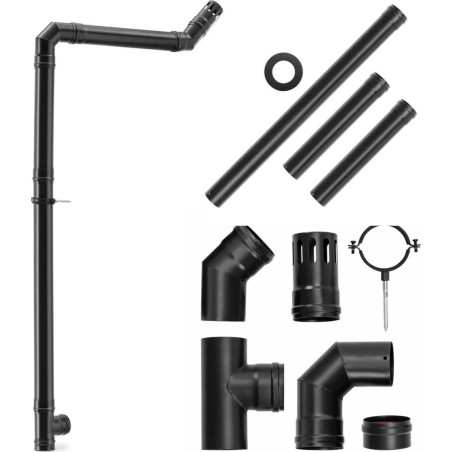 MSW Schornsteinrohrset für Pelletöfen aus Kohlenstoffstahl, Durchmesser 80 mm