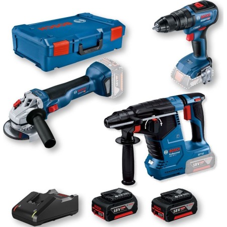 Bosch-Werkzeugset BOSCH COMBO-SET 18 V (GSB 18V-50 + GWS 18V-10 + GBH 187-LI) 2x5,0 Ah + XL-BOXX