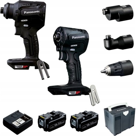 Panasonic-Werkzeugset:  Schrauber EY1DD2, Schlagschrauber EY1PD1, 2x Akku 18 V/5,0 Ah, Ladegerät, s