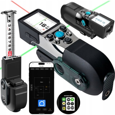 LASER-ENTFERNUNGSMESSER, MESSBAND, WASSERWAAGE, MARKIERLINIE – SMART LIFE 100 m