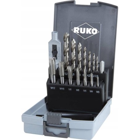 Ruko 15-teiliges Set mit Gewindebohrern und Bohrern RUKO M3-M12