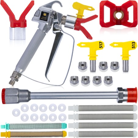 Rosfix Farbspritzpistole LANCA 30 cm, 2 Düsen, 7 Filter, 18 Dichtungen HQ